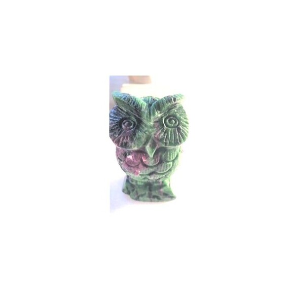 Ruby Zoisite Owl Carving - Picture 1 of 12